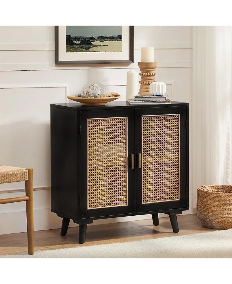 Accent Storage Rattan Cabinet Cupboard Console Table for Dining Room