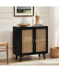 Accent Storage Rattan Cabinet Cupboard Console Table for Dining Room