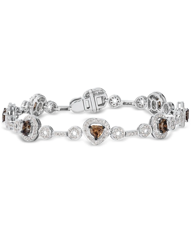 Le Vian Chocolate Diamond & Vanilla Diamond Fancy-Cut Halo Cluster Link Bracelet (4-1/2 ct. t.w.) in 18k White Gold