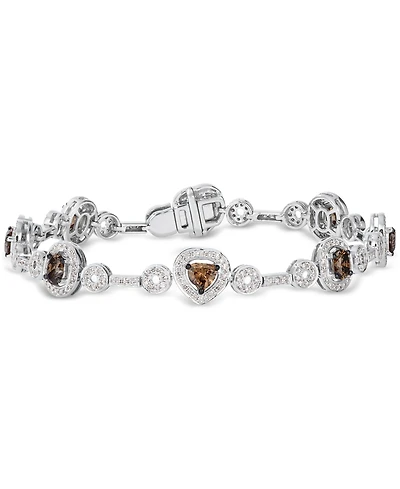 Le Vian Chocolate Diamond & Vanilla Diamond Fancy-Cut Halo Cluster Link Bracelet (4-1/2 ct. t.w.) in 18k White Gold