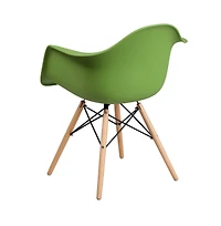 Merrick Lane Alda Series Polypropylene Accent Chair With Gently Curved Arms And Metal Braced Wooden Legs