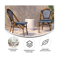 Merrick Lane Sacha Stacking Bistro Chair With Pe Seat And Back And Aluminum Frame For Indoor/Outdoor Use