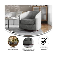 Wyn Upholstered Club Style Barrel Chair With Sloped Armrests And 360 Degree Swivel Base In A Vinyl Wrap