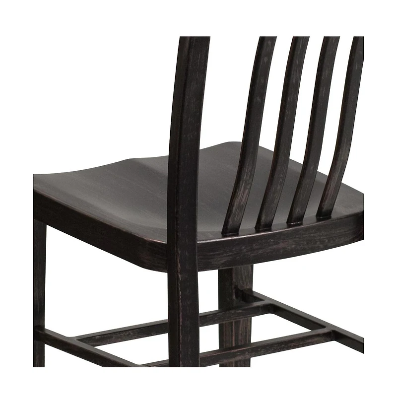 Merrick Lane Santorini 18 Inch Galvanized Steel Indoor/Outdoor Dining Chair With Slatted Back And Powder Coated Finish