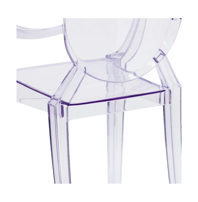 Emma+Oliver Oval Back Ghost Chair With Arms