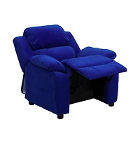 Deluxe Padded Contemporary Kids Recliner With Storage Arms