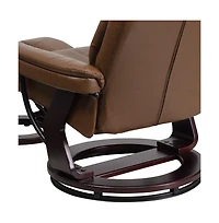Multi-Position Recliner Chair & Curved Ottoman With Swivel Wood Base