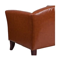 Leathersoft Reception/Living Room Loveseat With Cherry Wood Feet