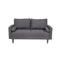 Holden Upholstered Mid-Century Modern Pocket Spring Loveseat With Wooden Legs And Removable Back Cushions