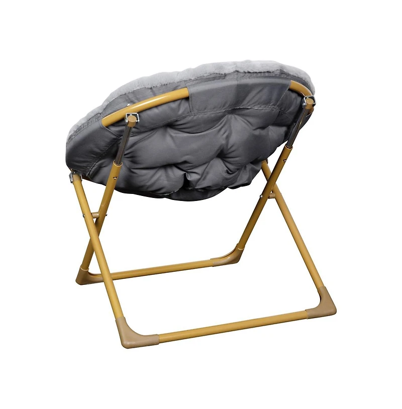 Io Kid'S Folding Saucer Chair With Cozy Faux Fur Upholstery And Metal Frame For Playroom, Bedrooms, Nursery More