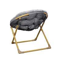 Io Kid'S Folding Saucer Chair With Cozy Faux Fur Upholstery And Metal Frame For Playroom, Bedrooms, Nursery More
