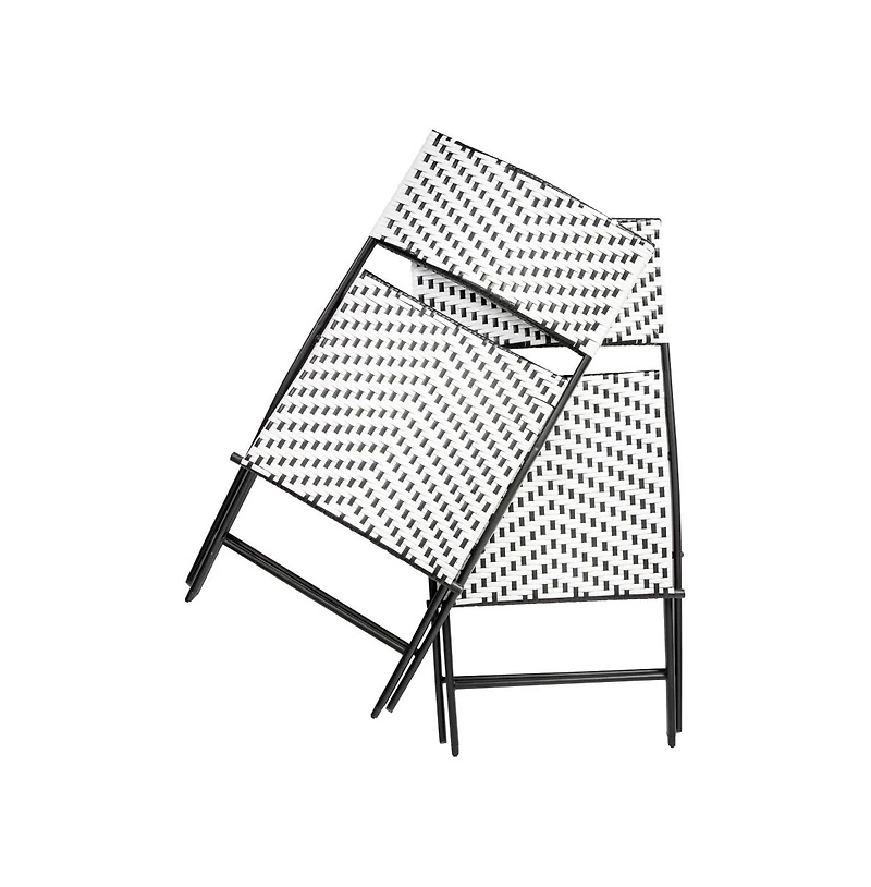 Ciel Set Of Two Folding Bistro Chairs Pe Rattan With Metal Frames For Indoor And Outdoor Use