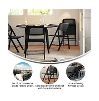 Gordon Set Of 2 Cane Rattan Folding Chairs