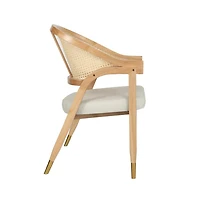 Bronson Cane Rattan Padded Accent Or Dining Chair With Metallic Accented Legs