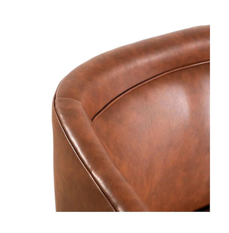 Wyn Upholstered Club Style Barrel Chair With Sloped Armrests And 360 Degree Swivel Base A Vinyl Wrap
