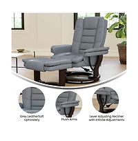 Multi-Position Stitched Recliner & Ottoman With Swivel Base