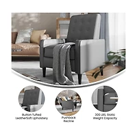 Darcy Recliner Chair Mid-Century Modern Tufted Upholstery Ergonomic Push Back Living Room Recliner