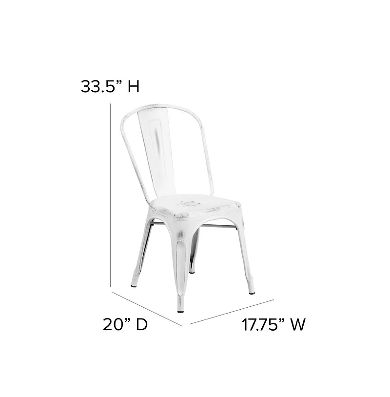 Banks Indoor/Outdoor Stacking Metal Dining Chair With Single Slat Back And Distressed Powder Coated Finish