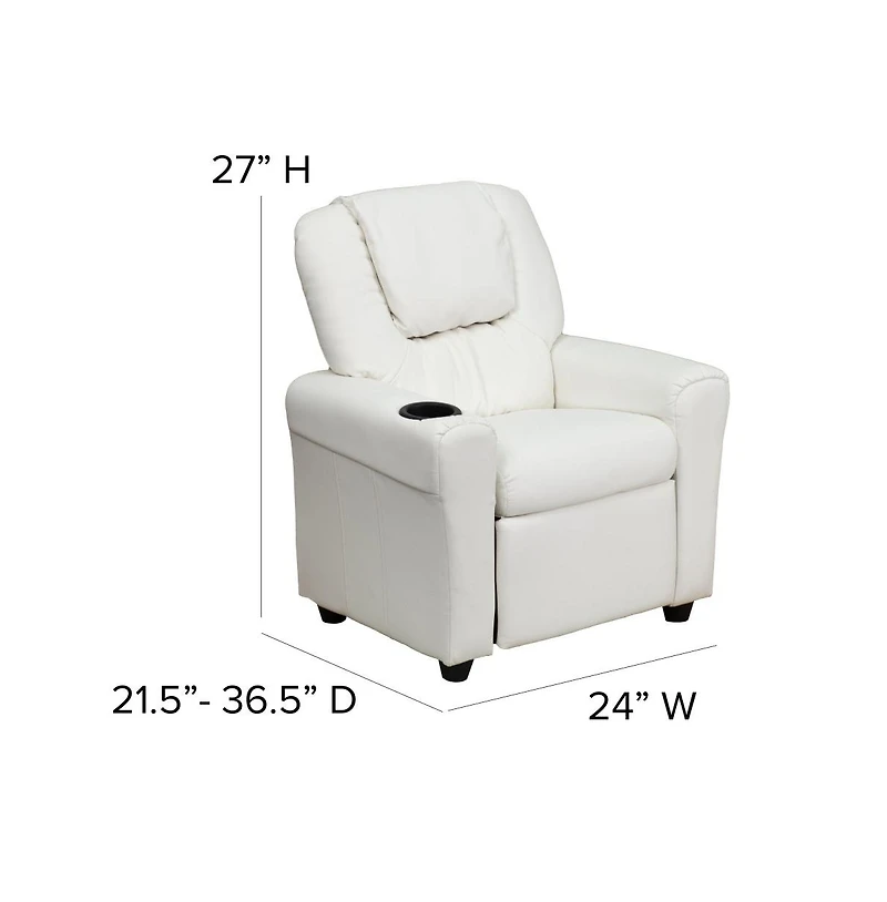Contemporary Kids Recliner Chair With Cup Holder And Headrest