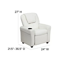 Contemporary Kids Recliner Chair With Cup Holder And Headrest