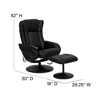 Massaging Multi-Position Plush Recliner Chair With Side Pocket And Ottoman