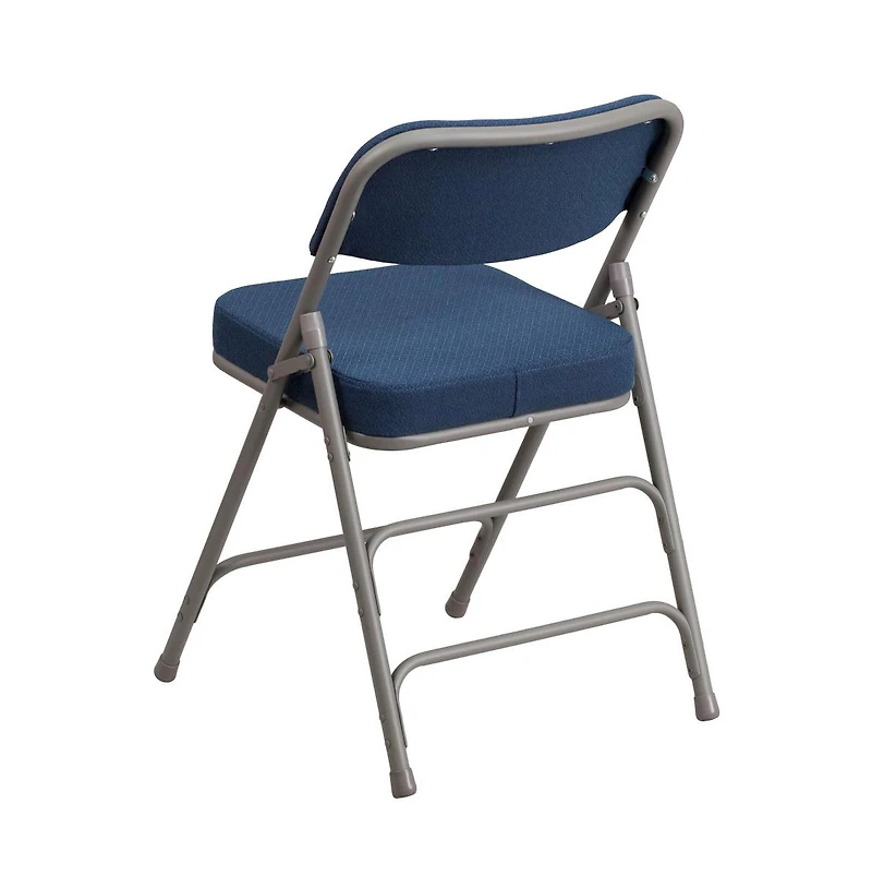 2 Pack Premium Curved Triple Braced & Hinged Fabric Upholstered Metal Folding Chair