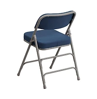 2 Pack Premium Curved Triple Braced & Hinged Fabric Upholstered Metal Folding Chair