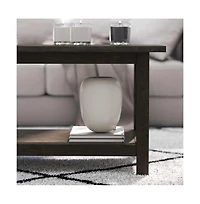 Matty Rustic Coffee Table With Lower Shelf, Farmhouse Style Solid Wood Accent