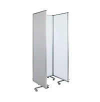 Emma+Oliver Mobile Whiteboard/Cloth 3 Section Partition With Locking Casters, 72"H X 24"W