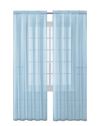 GoodGram Home 2 Pack Ultra Luxurious Semi Sheer Voile Curtains - Baby Blue