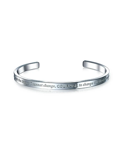 Bling Jewelry Inspirational Message Quotable Religious Mantra Stackable Serenity Prayer Cuff Bracelet Stainless Steel