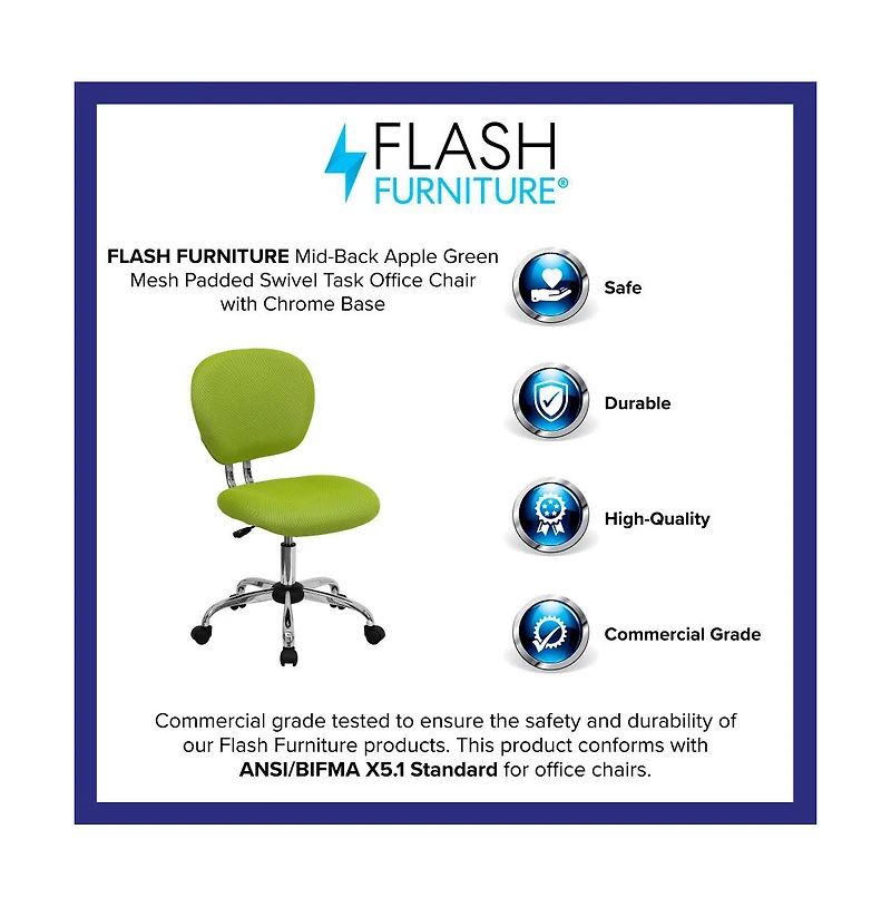 Emma+Oliver Mid-Back Mesh Padded Swivel Task Office Chair With Chrome Base