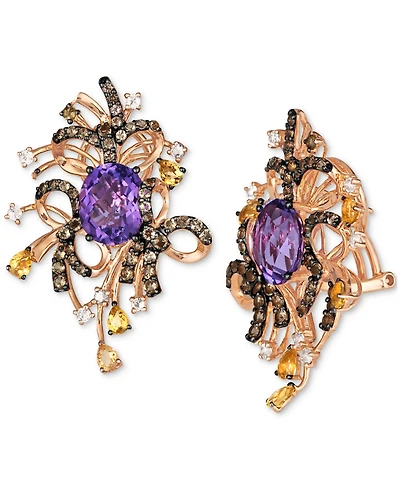 Le Vian Multi-Gemstone Abstract Cluster Statement Earrings (10-1/3 ct. t.w.) in 14k Rose Gold