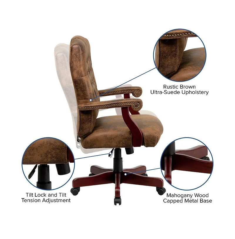 Merrick Lane Versailles High Back Tufted Home Office Chair With Height Adjustment And 360° Swivel