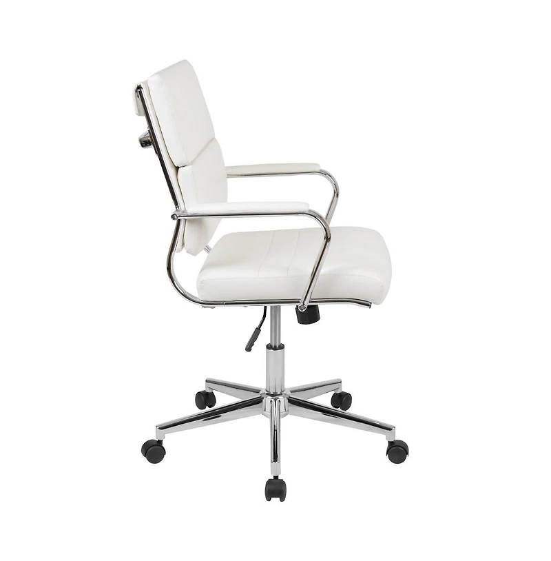 Merrick Lane Mcentyre Ergonomic Swivel Office Chair Panel Style Mid-Back Computer Desk Chair With Padded Metal Arms & Base