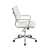 Merrick Lane Mcentyre Ergonomic Swivel Office Chair Panel Style Mid-Back Computer Desk Chair With Padded Metal Arms & Base
