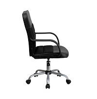 Emma+Oliver Mid-Back Leather And Mesh Swivel Task Office Chair With Arms