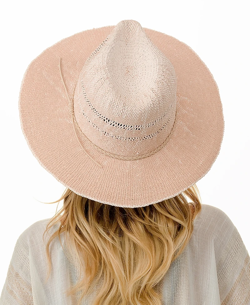 Marcus Adler Women's Straw Panama Hat with Suede Braided Trim