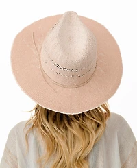 Marcus Adler Women's Straw Panama Hat with Suede Braided Trim