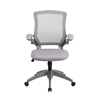 Emma+Oliver Mid-Back Mesh Swivel Ergonomic Task Office Chair With Gray Frame & Flip-Up Arms