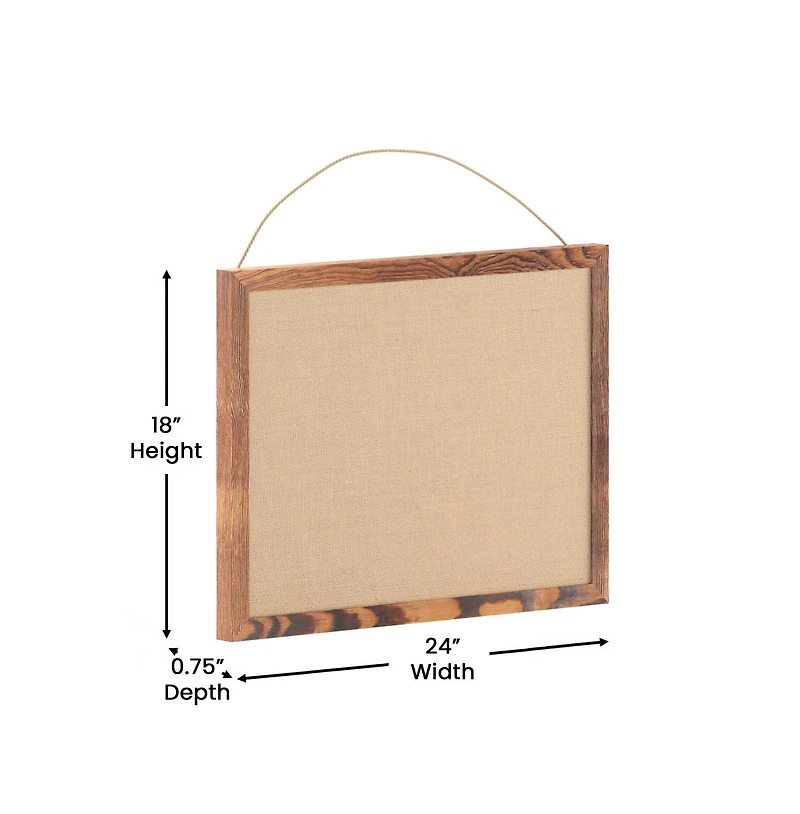 Clarey Linen Display Board With Wooden Frame And Push Pins