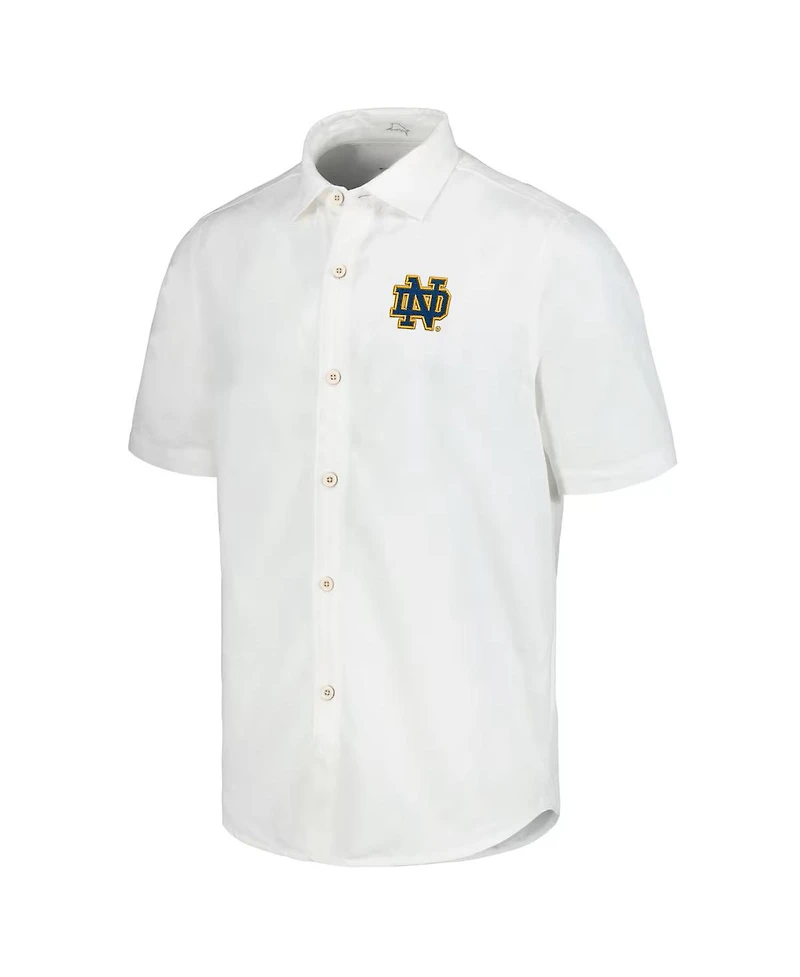 Tommy Bahama Men's White Notre Dame Fighting Irish Coconut Point Palm Vista IslandZone Camp Button-Up Shirt