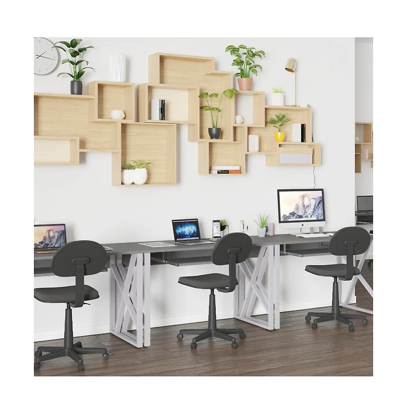 Computer Desk With Pull-Out Keyboard Tray And Cross-Brace Frame
