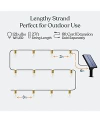 Brightech Glow 27ft Solar Powered Led Outdoor String Lights with Brass Hardware