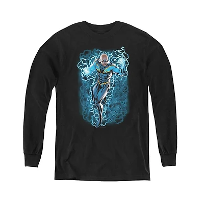Justice League Boys of America Youth Black Lightning Bolts Long Sleeve Sweatshirts