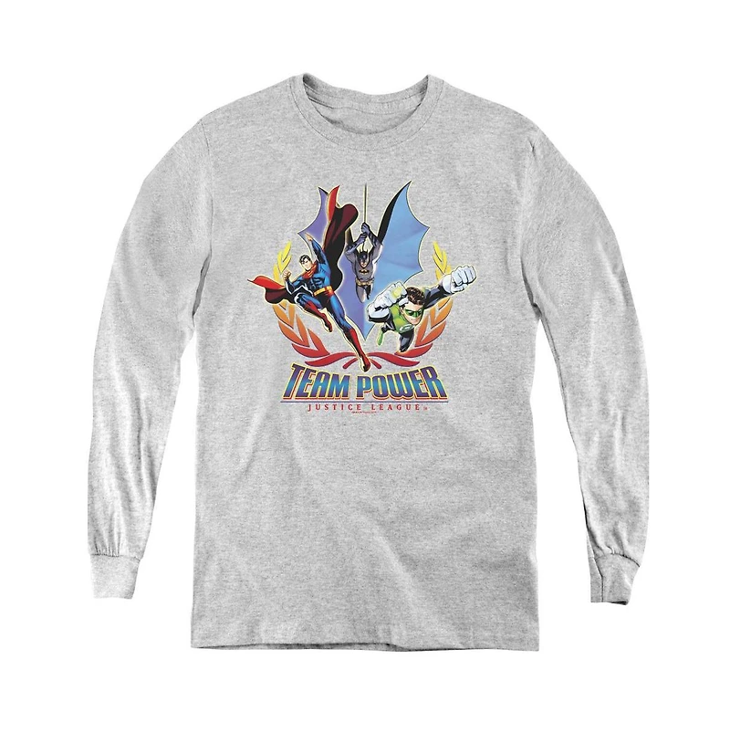 Justice League Boys of America Youth Team Power Long Sleeve Sweatshirts