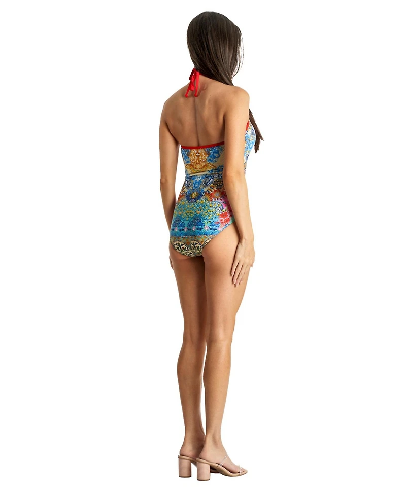 La Moda Clothing Women's Lace Up One Piece Swimsuit