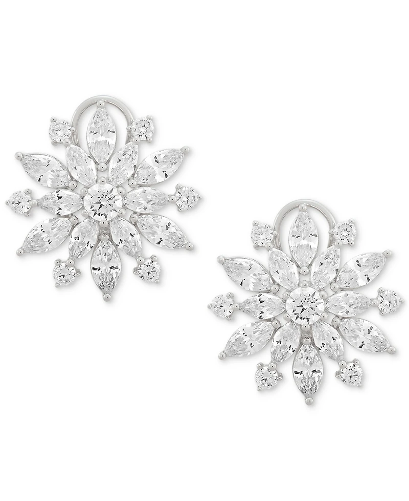 Arabella Cubic Zirconia Flower Statement Earrings in Sterling Silver