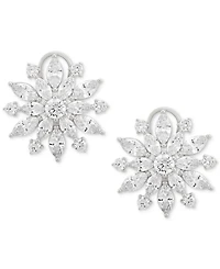 Arabella Cubic Zirconia Flower Statement Earrings in Sterling Silver