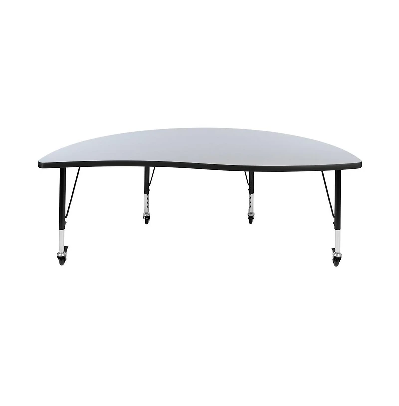 Emma+Oliver Mobile 60" Half Circle Wave Flexible Collaborative Kids Adjustable Activity Table